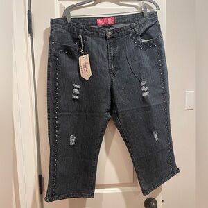 NWT Comfort Denim Embellished Black Denim Jeans 18